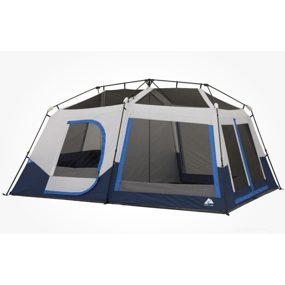 Ozark Trail 10 Person Instant Cabin Tent w/LED Lighted Poles Camping Family Tent